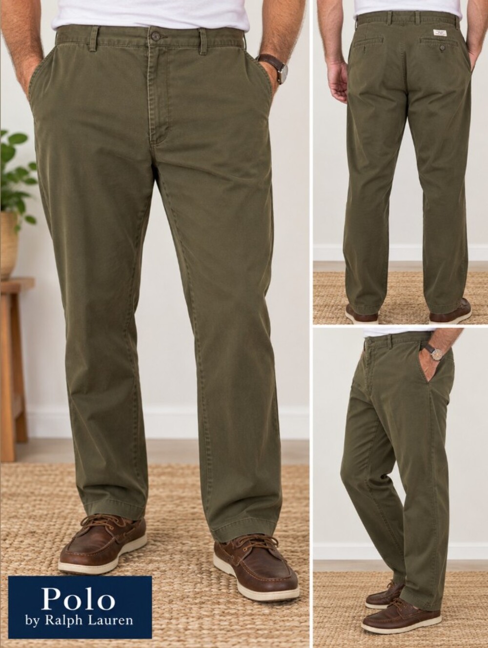 Polo Ralph Lauren Men’s Olive Brushed Twill Chino Pants 40x32 100% Cotton